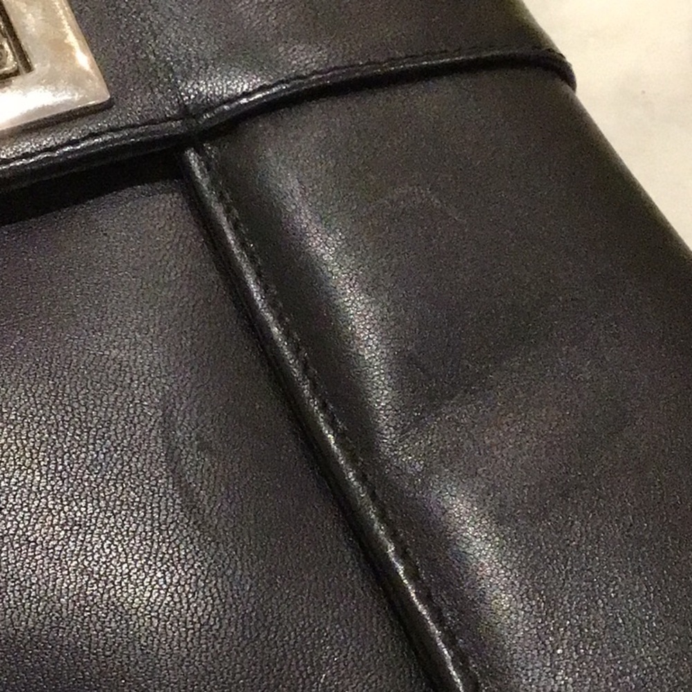 Black Leather Clutch with Silver Clasp - Picture 3 of 3